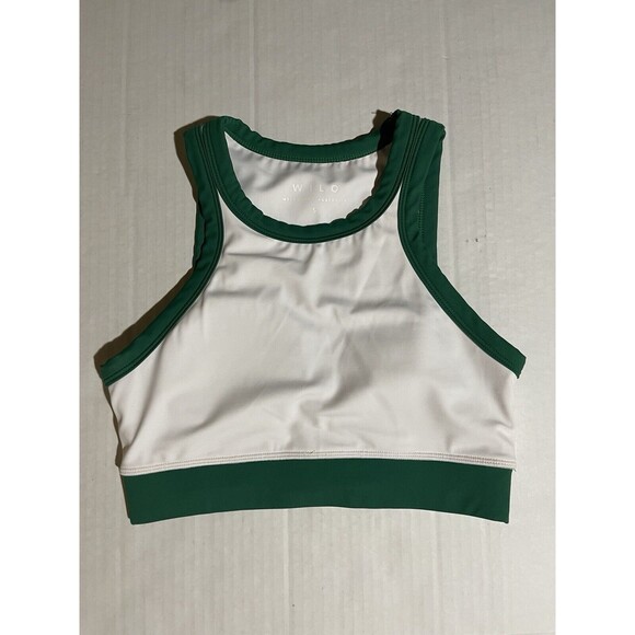 WILO The Label Small Sports Bra White Green Gym Workout Women’s - Picture 1 of 5